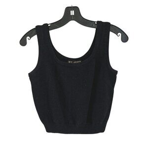 St. John Black Knit Tank Top Sleeveless Scoop Neck Womens Size S